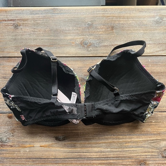 Victoria’s Secret Dreams Angels Push Up Floral Black Bra Size 32D - Picture 3 of 5